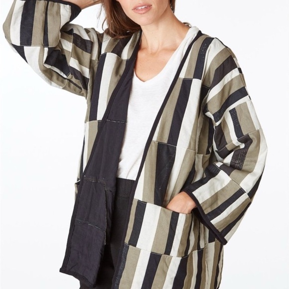 Tonle Large jacket Patchwork Black Tan Lagenlook oversized - Picture 1 of 12